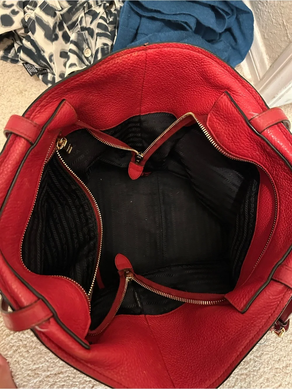 Prada Red Leather Tote